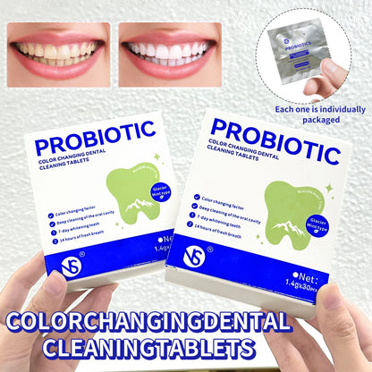 Probiotic tooth cleaning tablets 30/60/90 tablets/box with fresh breath for a long time, clean teeth and portable tooth care.
