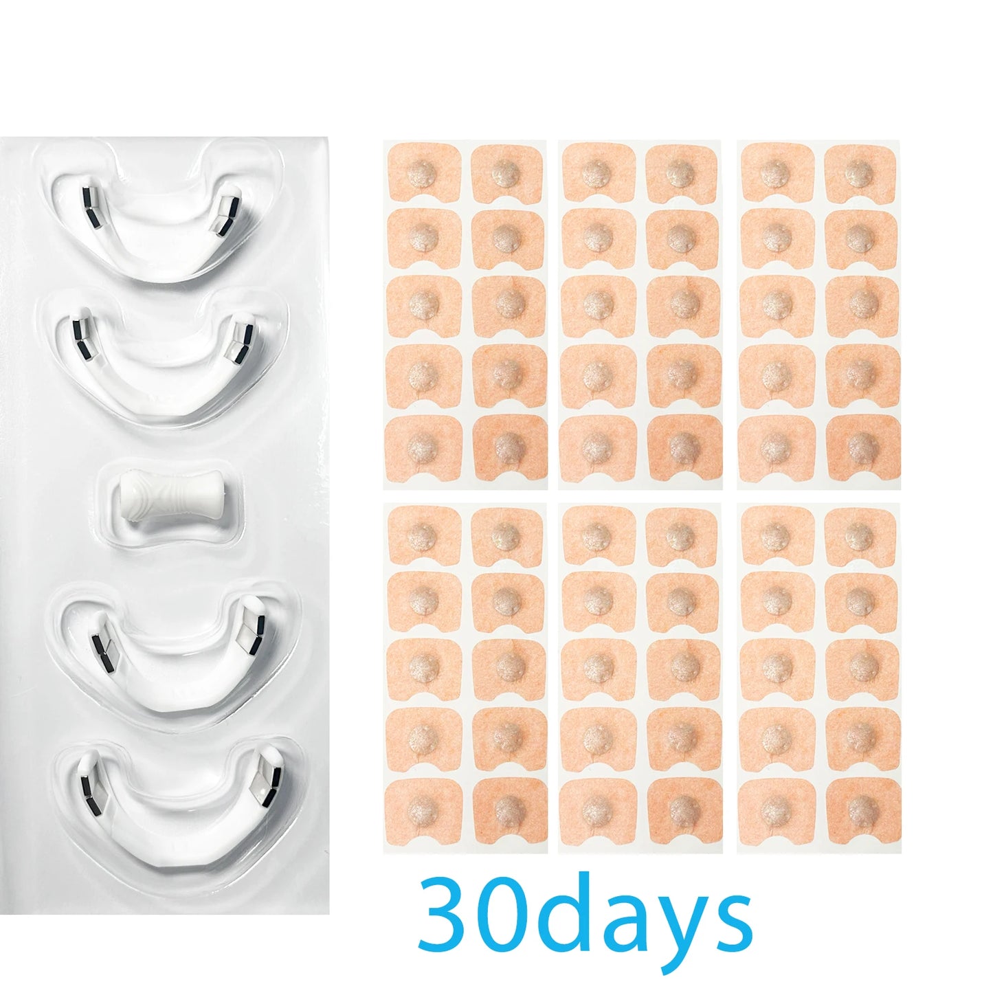 Magnetic Sleep Aid Nasal Kit - 4 Nose Clips & 30 Nasal Strips for Sleep Disorders, Non-irritating Waterproof Breathable, Instant