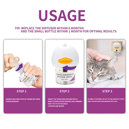 Pet Calming Diffuser with 2PCS Soothing Liquid 3 In1 Pet Pheromones Pet Relief Stress Anxiety Reduce Aggression Barking 48ml/Pc