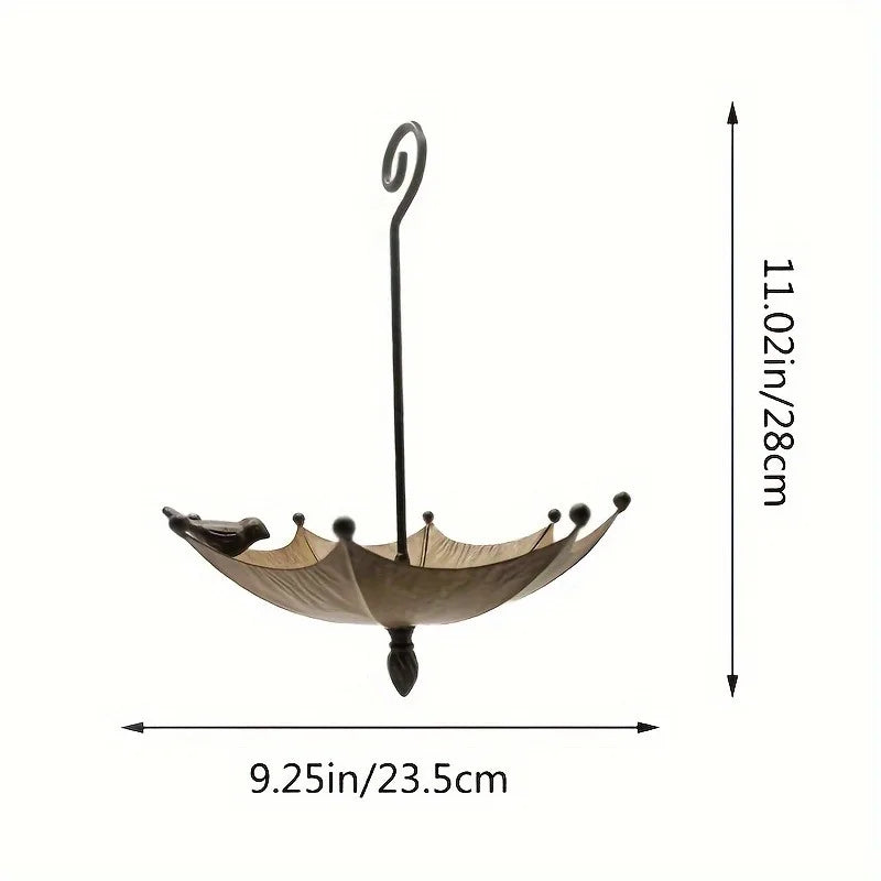 1pc Outdoor Hanging Bird Feeder Tray Umbrella-shaped Iron Feeder & Water Bowl for Garden Courtyard Backyard Hummingbird Feeder