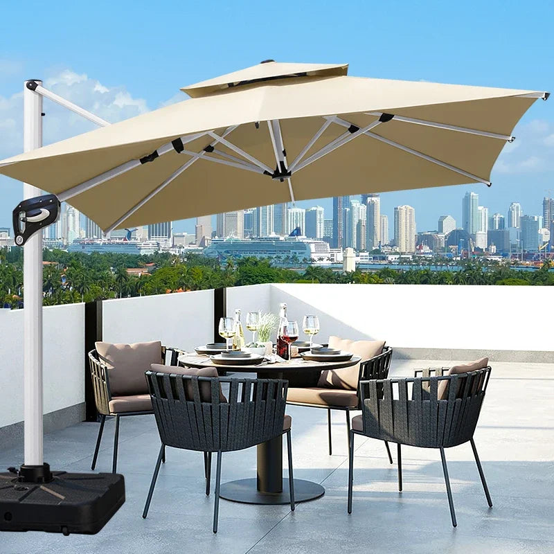 Patio Umbrella10ft Cantilever  Modern Style Aluminum Frame Wind Resistant Garden Umbrellas With 360°Rotation Parasols Outdoor