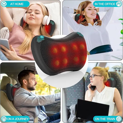 ABGP-Neck Massager Muscle Pain Relief With Heat 8 Deep Tissue Kneading Nodes 3 Speeds 2 Directions Lower Back Shoulder EU Plug