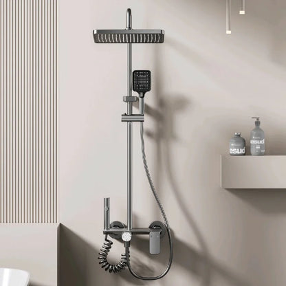 Multifunction Bathroom Shower System Set Hot and Cold Water Household Rotary Knob Pressurize Aluminum Gunmetal Gray Shower Set