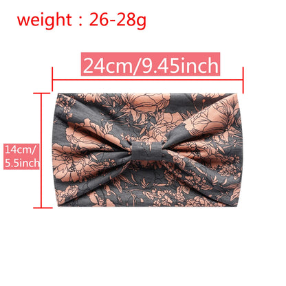 Boho Headbands Wide Knot Hair Scarf Floral Print Hairband Stretch Turban Headwrap Cotton Head Band Fashion Accessories for Women