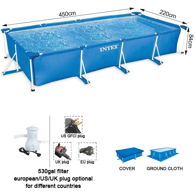 220cm 450cm  full set metal frame steel rectangular square swimming Pool Pipe Rack Pond Large Bracket above ground filter summer