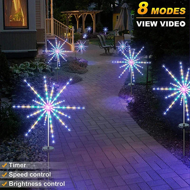 Solar Light Outdoor Waterproof Courtyard Garden Street Pathway Lamps Christmas Decoration Landscape LED Solar Firework Lights