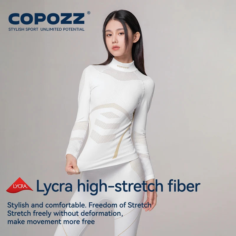 COPOZZ Women Men 3A Antimicrobial Ski Thermal Underwear Fitness Workout Gym Snowboard Sport Pressure Supports Warm Long Johns