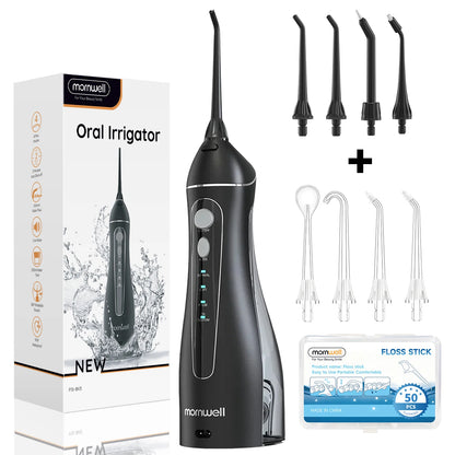 Portable F18 Water Flosser 4 Modes Water Floss USB Rechargeable 4 Nozzles Oral Water Jet 200ml Water Tank Waterproof