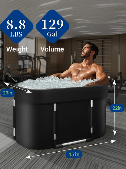 Outdoor cold water bathtub,129 Gallos Portable Inflatable Ice Bathtub Foldable Bucket Athletes Cold Water Therapy Recovery Pod