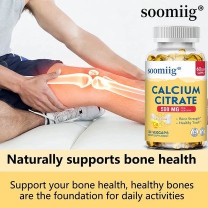 Calcium Citrate Supplement, Supports Bone Strength and Healthy Teeth, Easily Digested and Absorbed, 120 Vegetarian Capsules