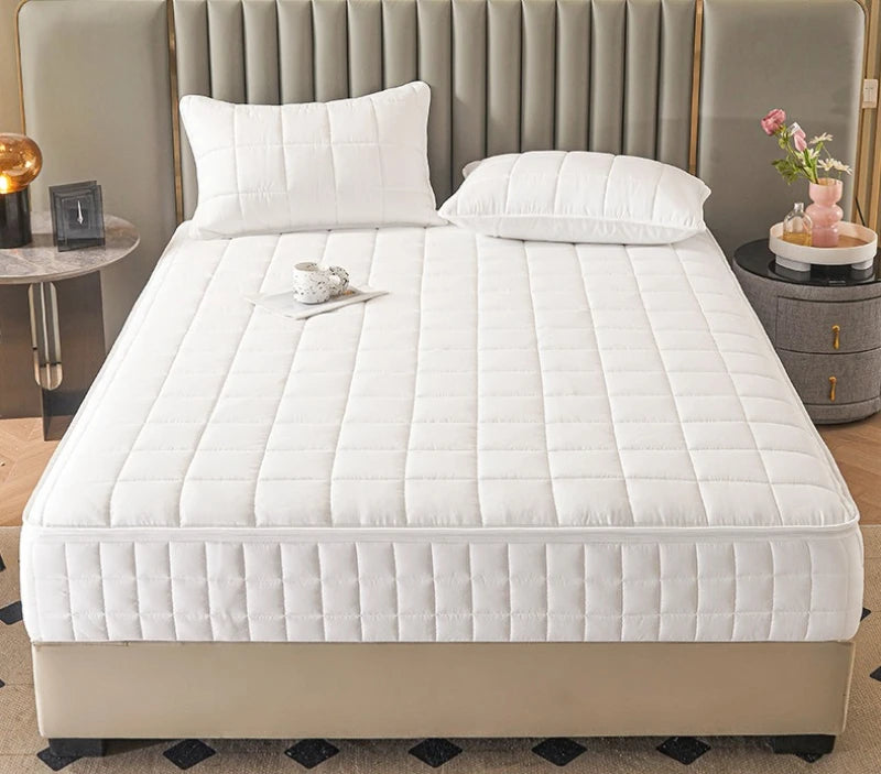 SRETNO 2026 New Upgrade 6-sided Fully Wrapped Fitted Sheet Polyester Cotton Brushed Mattress Protective Cover Zipper Disassembly