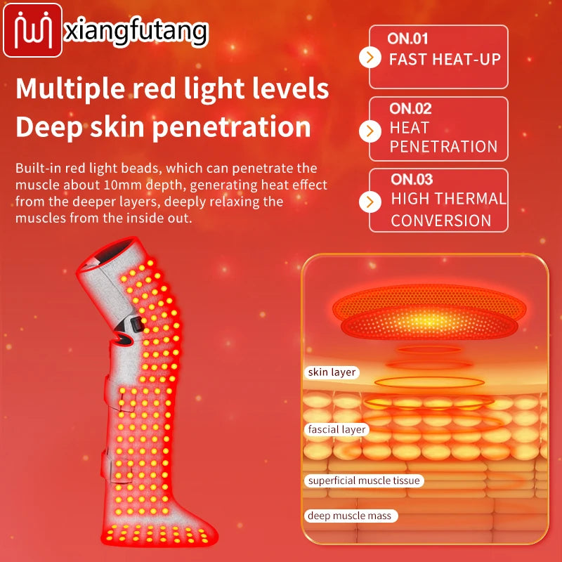 Red Light Therapy Heating Leg  Foot Wrap Electric Heating Knee Brace Relieve Cold Leg Arthritis Pain with 3-Zone Heat Warm