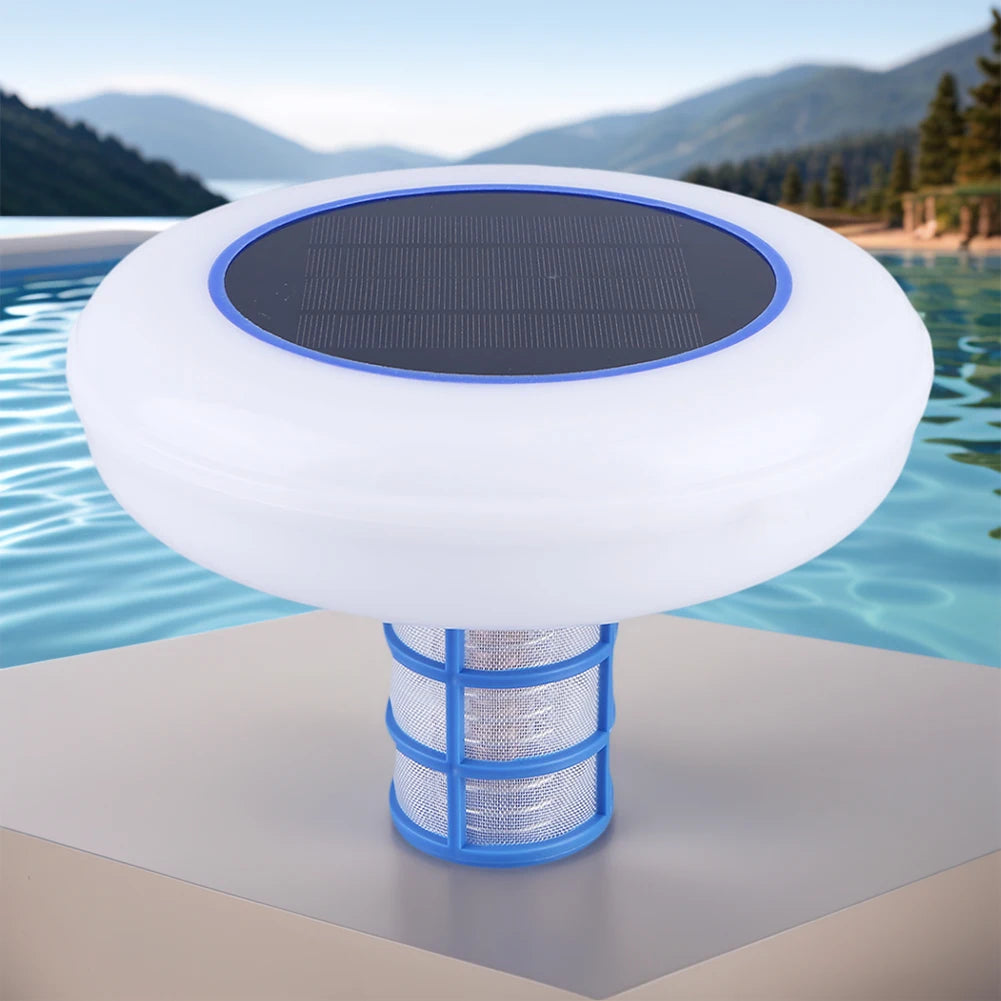 Solar Powered Pool Ionizer 7-Colored LED Night Light Copper Pool Ionizer Copper Pool Cleaner for Fresh & Salt Water Pools & Spas