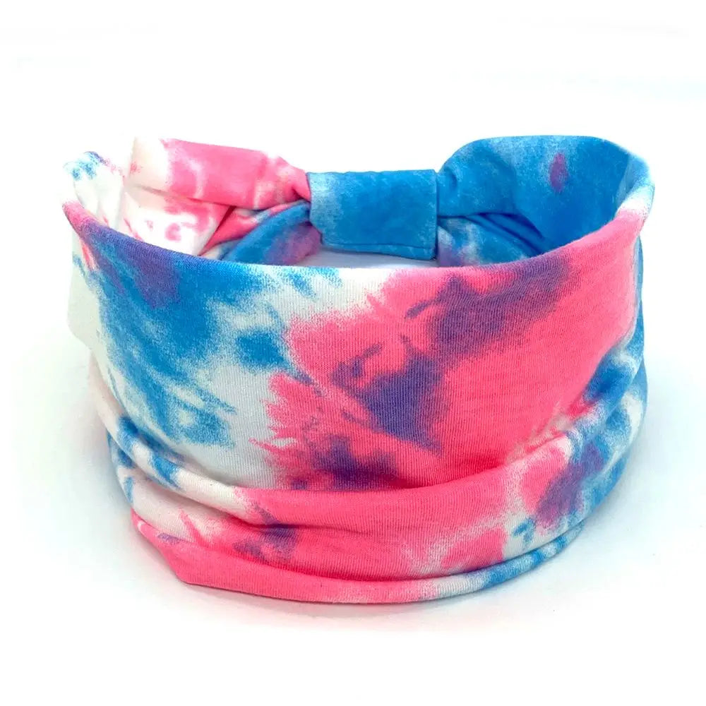 Hair Scarfs Boho for Women Girls Criss Cross Yoga Twist Headbands Sport Head Wraps Tie Dye Turban Wide Knotted Headbands
