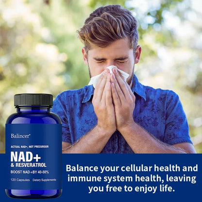 NAD Supplements - with Resveratrol,Support Cell Regeneration Natural Energy Focus and Memory,Anti-aging Capsules