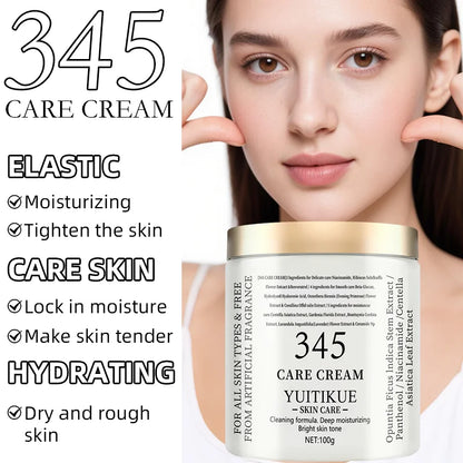 YUITIKUE 345 Care Cream 100g - 3-in-1 Formula: Firms, Deeply Hydrates & Brightens, For All Skin Types, Natural Ingredients