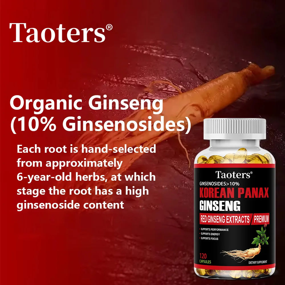 Korean Red Ginseng Supplement - Boosts Energy, Strength, Vitality, Performance and Focus, Improves Blood Circulation