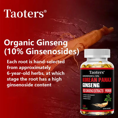 Korean Red Ginseng Supplement - Boosts Energy, Strength, Vitality, Performance and Focus, Improves Blood Circulation