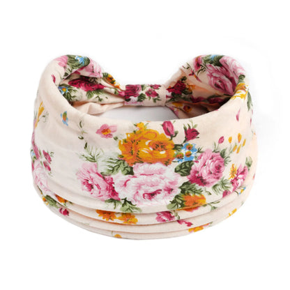Boho Headbands Wide Knot Hair Scarf Floral Print Hairband Stretch Turban Headwrap Cotton Head Band Fashion Accessories for Women