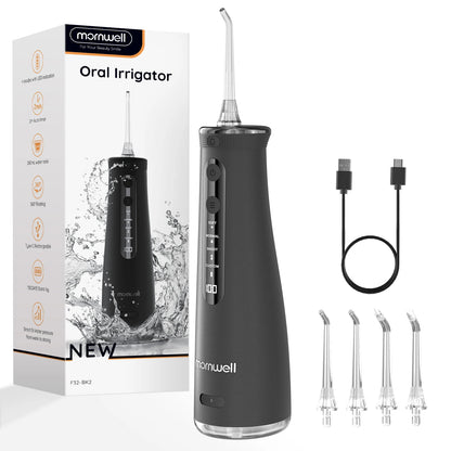 Cordless Water Flosser With 4 Jet Tips 4 Modes 260ML Portable Rechargeable Oral Water Floss IPX7 Waterproof for Gums Care