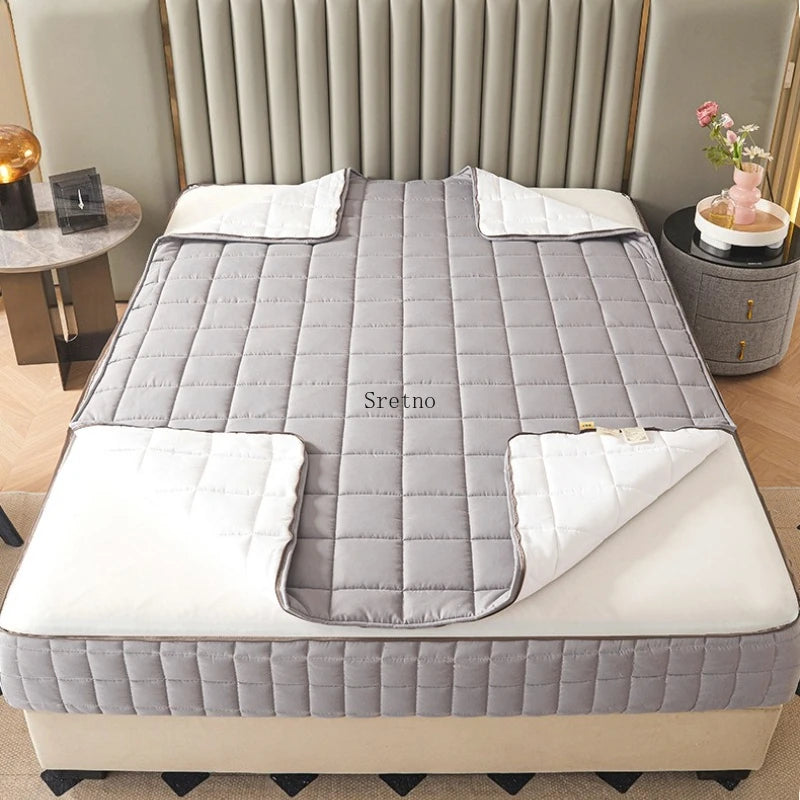 SRETNO 2026 New Upgrade 6-sided Fully Wrapped Fitted Sheet Polyester Cotton Brushed Mattress Protective Cover Zipper Disassembly