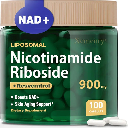 NAD+ Supplement Capsules - Liposomal Nicotinamide Riboside Capsules 900mg with Resveratrol & Quercetin - for Anti-Aging, Energy