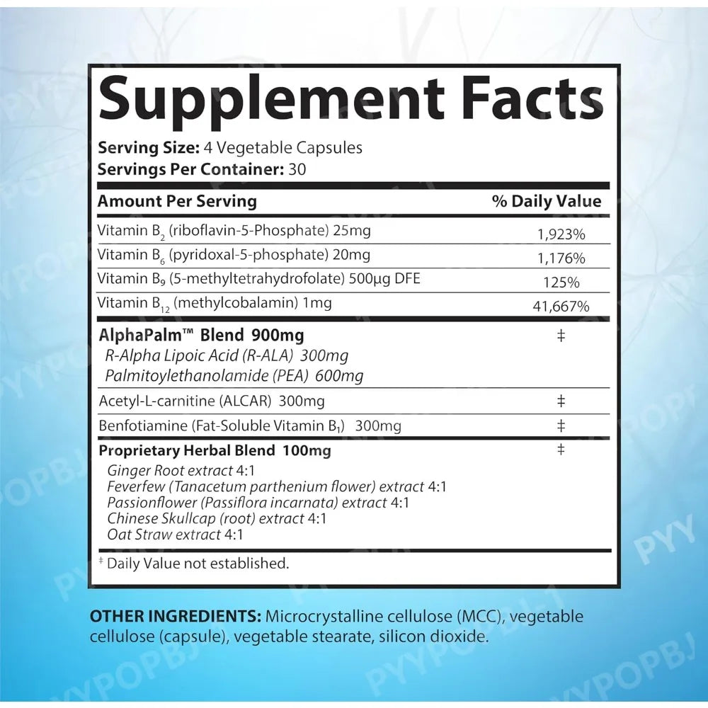 SciatiEase Sciatic Nerve Health Support Supplement with AlphaPalm Pea Vitamin B Complex and Alpha Lipoic Acid 300mg 120ct