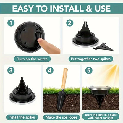 8 Pcs 8LED Solar Power Disk Light Outdoor Garden Solar Underground Light Deck Light Spotlight Buried Solar Led Lamp