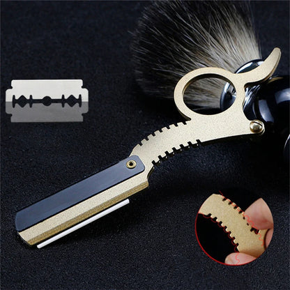 Manual Barber Razor Haircut Shaving Tool - Beard Eyebrow Trimming Blades Straight Edge for Hairdresser Professional Depilation
