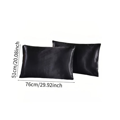 2-piece satin silk pillowcases — decorative pillow covers, bedding accessories; size: 48 × 74 cm; also suitable for car headrest