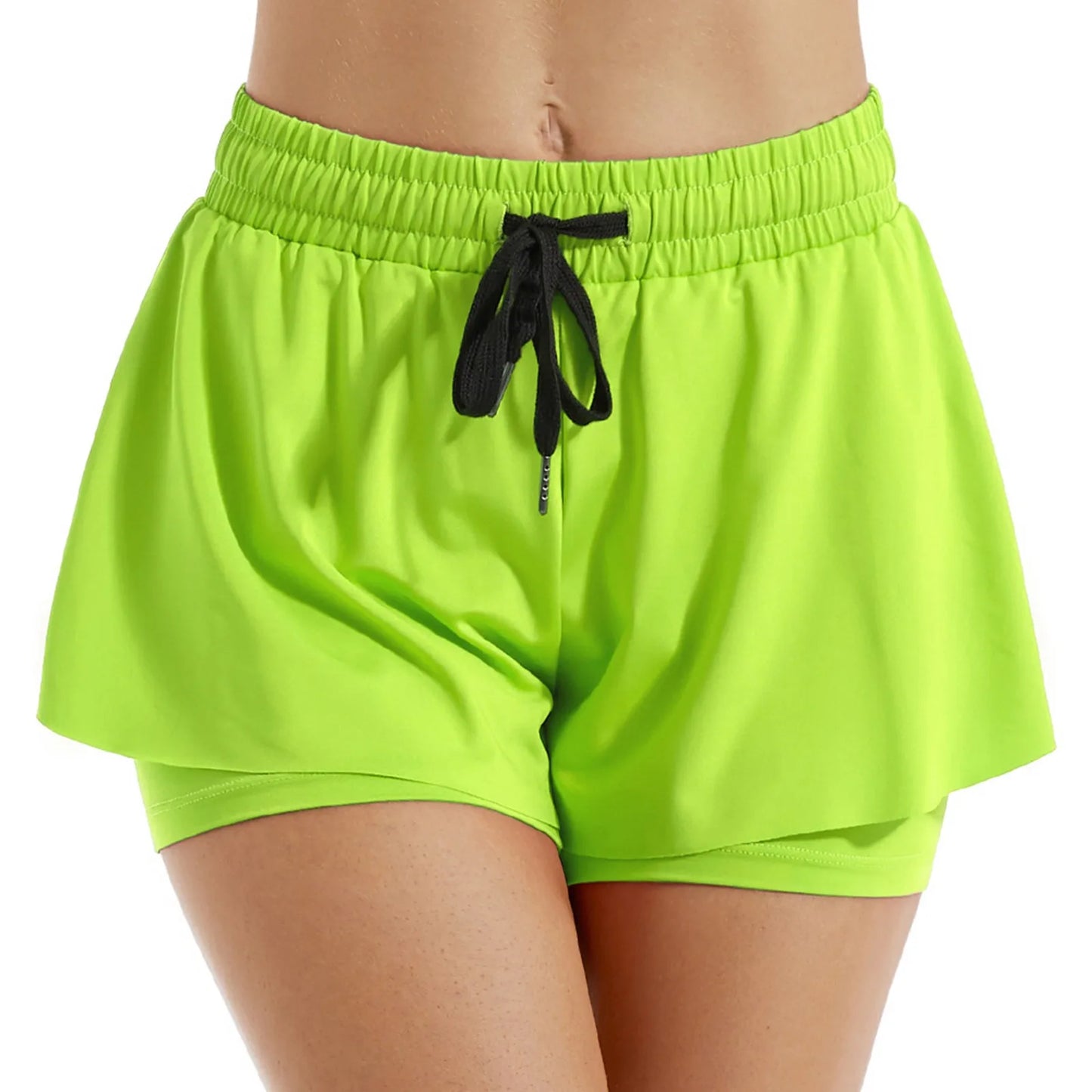 Women Sports Short Skirt 2 In 1 Yoga Shorts Side Fork Fitness Running Tennis Badminton Anti Exposure Skirt Gym Sportswear