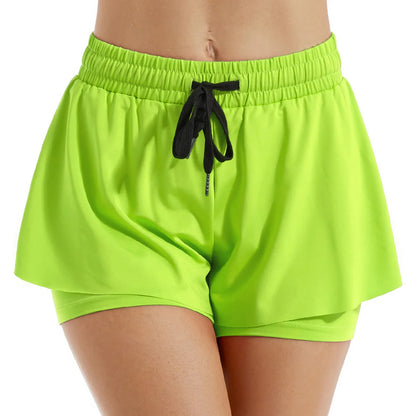 Women Sports Short Skirt 2 In 1 Yoga Shorts Side Fork Fitness Running Tennis Badminton Anti Exposure Skirt Gym Sportswear