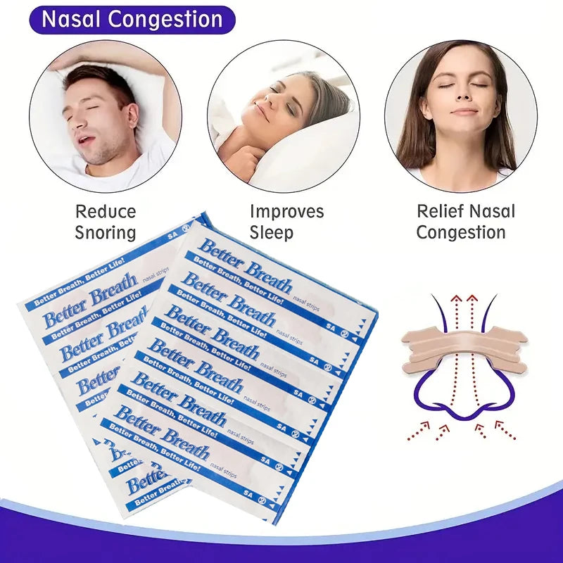 Sleep Aid Nasal Strips - Stop Snoring Nose Patch for Better Breathing Clear Adhesive Comfortable Sleep Aid Health Care Product