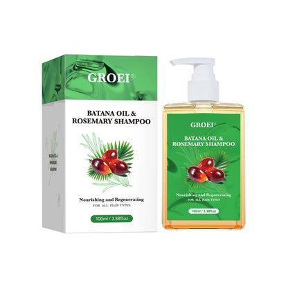 Batana Shampoo. A 100ml treatment that soothes your scalp, reduces hair loss, and encourages natural hair regeneration