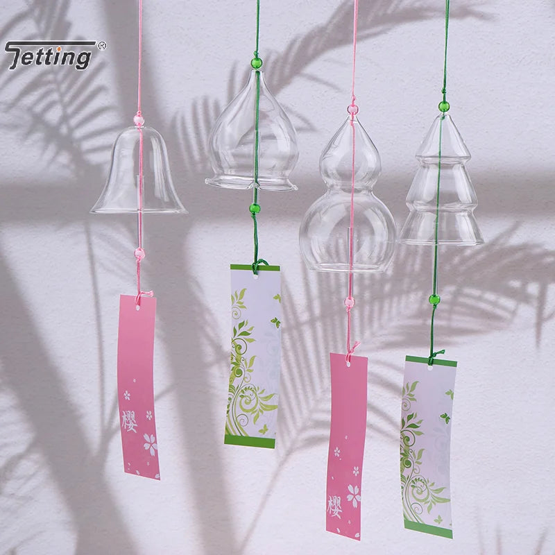 1Pcs Transparent Glass Wind Chimes WIndows Wind Bell Hanging Outdoor Garden Decor Garden Chimes Japanese Room Decor DIY Crafts