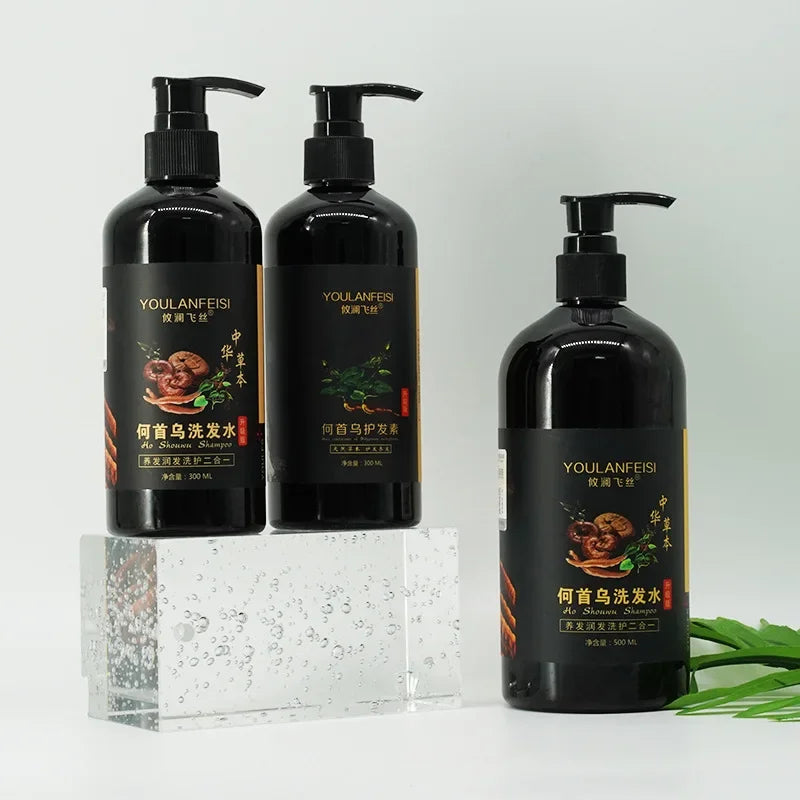 Polygonum Multiflorum Shampoo Herbal White To Black Shampoo Plant Hair Care Moisturizing Nutrition Damaged Repair