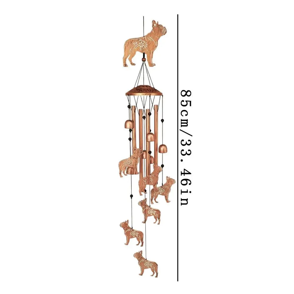 Outdoor Garden Wind Chime Weatherproof Iron Dog Wind Bells Large Wind Chime with Tubes Yard Patio Home Wall Hanging Decoration