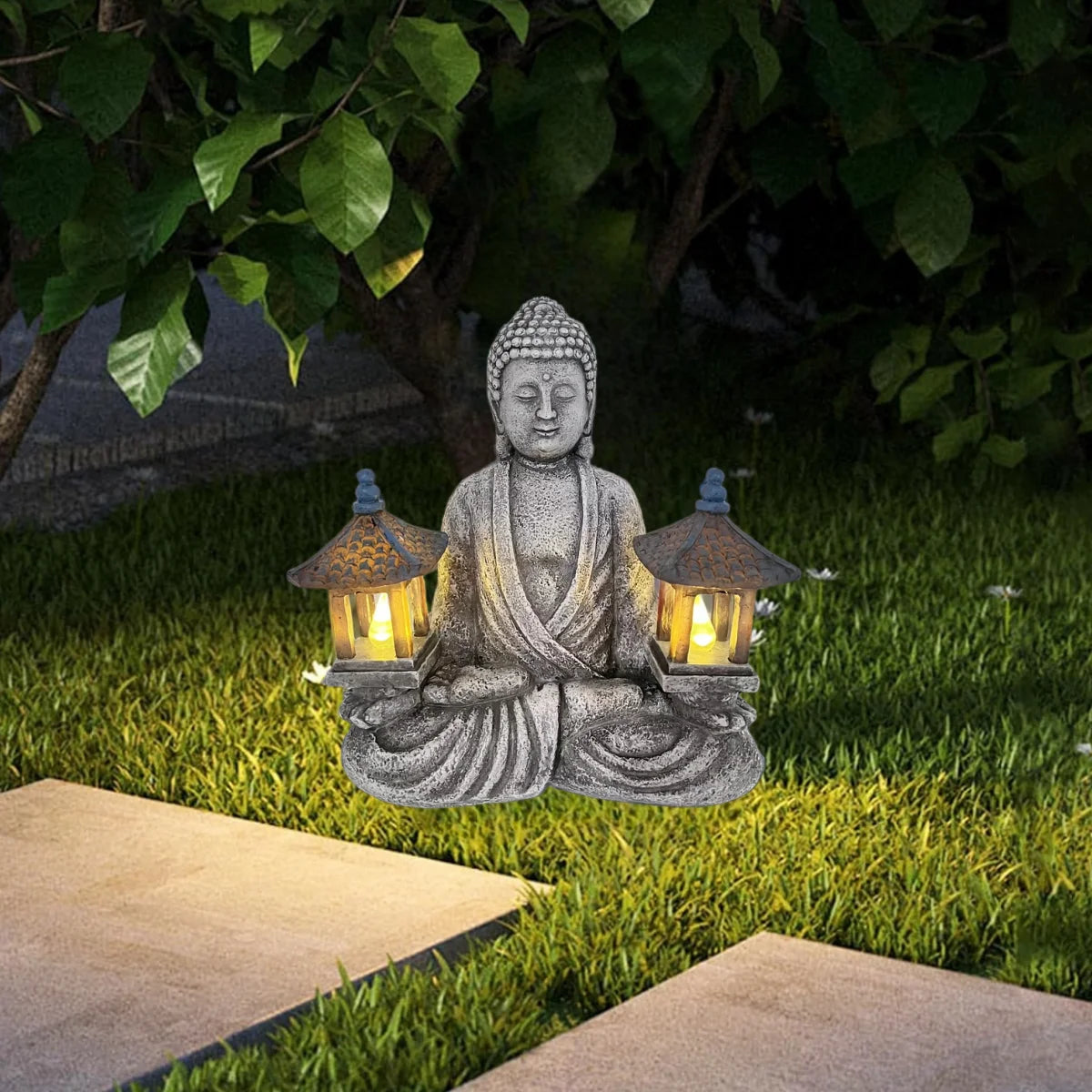 Outdoor Solar Garden Statue Light, Zen and Serene statues solar decorated garden lights, Zen statue light, For indoor and outdoo