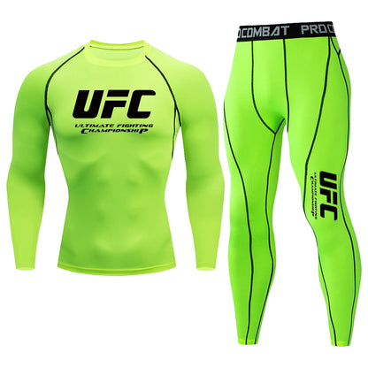 Summer Outdoor Sportswear, Sun Protection Clothing, Quick Drying Tight Fitting T-shirt Pants, Fitness Suit, UFC Printed Suit