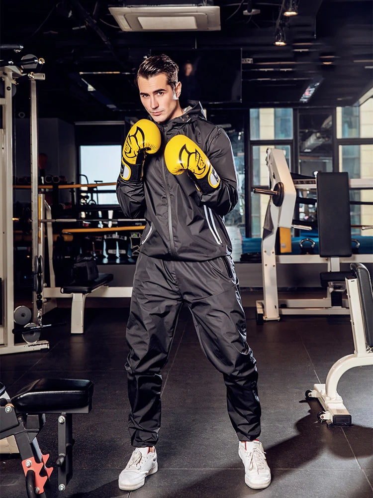 Profession Sauna Suit Men Boxing Training Waterproof Sportswear for Women Gym Clothing Full Body Sweating Suits for Weight Loss