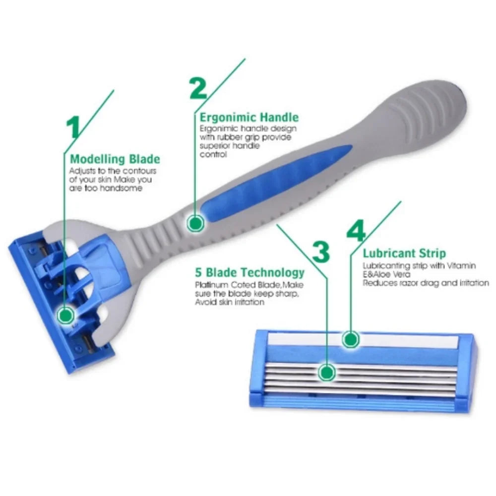 Beard Care Set Beard Styling Comb Beard Tracing Pen with Sharpener Folding Comb Manual Shaver Small Scissors