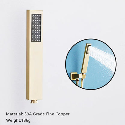 Gray Hidden Shower System Bathroom Full Copper Shower Faucet Set Waterfall Embedded Shower Tap Rainfall Concealed Mixer Crane