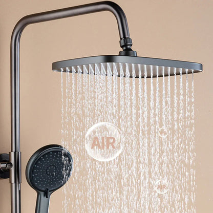 KEMAIDI Thermostatic Shower System LED Digital Display Shower Set Solid Brass Shower Faucet Sets W/Waterfall Bathtub Mixer Grey
