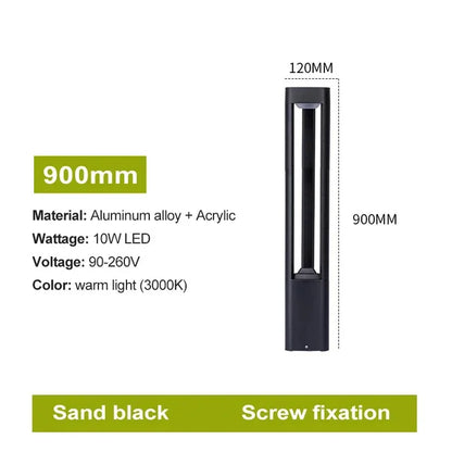 Outdoor LED Bollard Landscape Light Black Garden Pathway Lighting Fixtures Floor Lawn Lamp for Pillar Driveway Patio Yard Decora