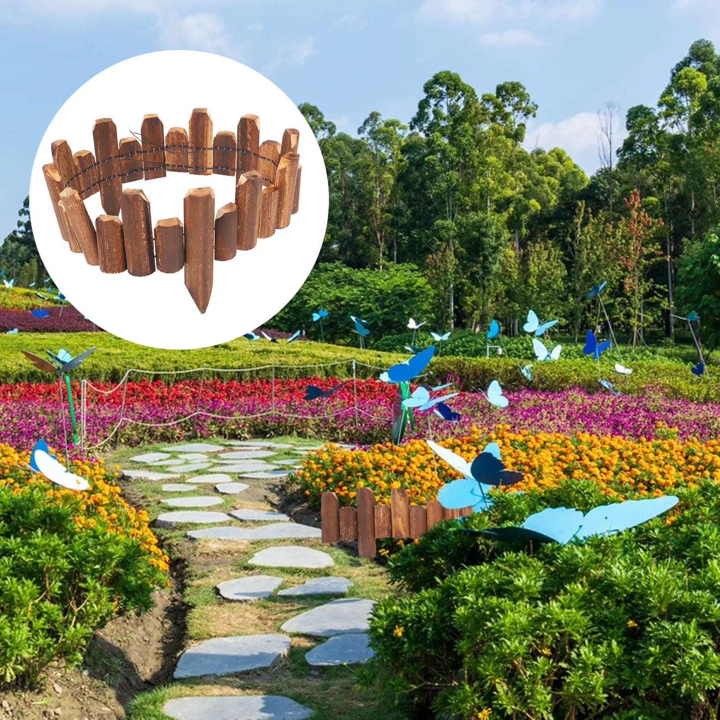 Elegant Wood Garden Edging Border Fence for Yard Landscaping Lawn Divider Decorative Outdoor Environment Enhancement
