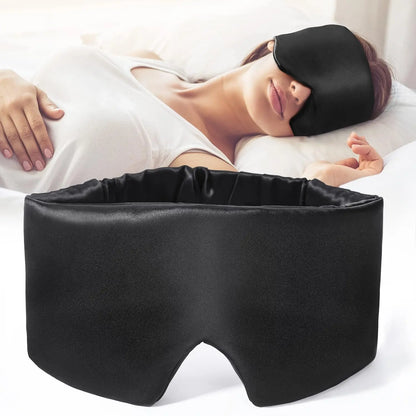 Silk Sleep Mask Soft Pressureless Sleeping Mask 100% Mulberry Silk for Eye Skin Anti Wrinkles,Adjustable Wide Velcro Ear Cover