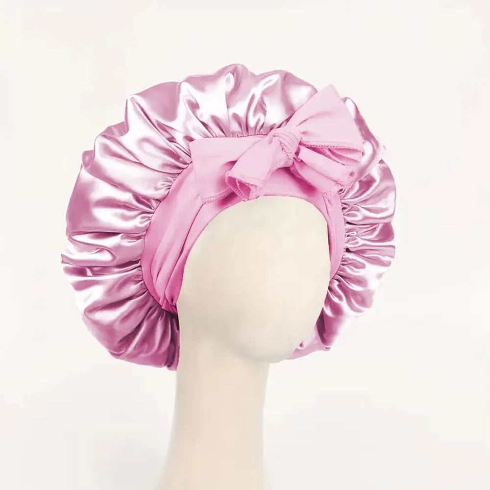 Silk Bonnet for Sleeping Women Satin Night Sleep Cap with Tie Band Scarf Wrap Hair Bonnet for Curly Hair Shower Caps  for Bath