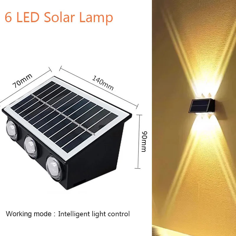 4/6/8LEDs Solar Wall Lamp Yard Street Decor Light Outdoor Waterproof Up and Down Luminous Lighting Garden Landscape Lamp