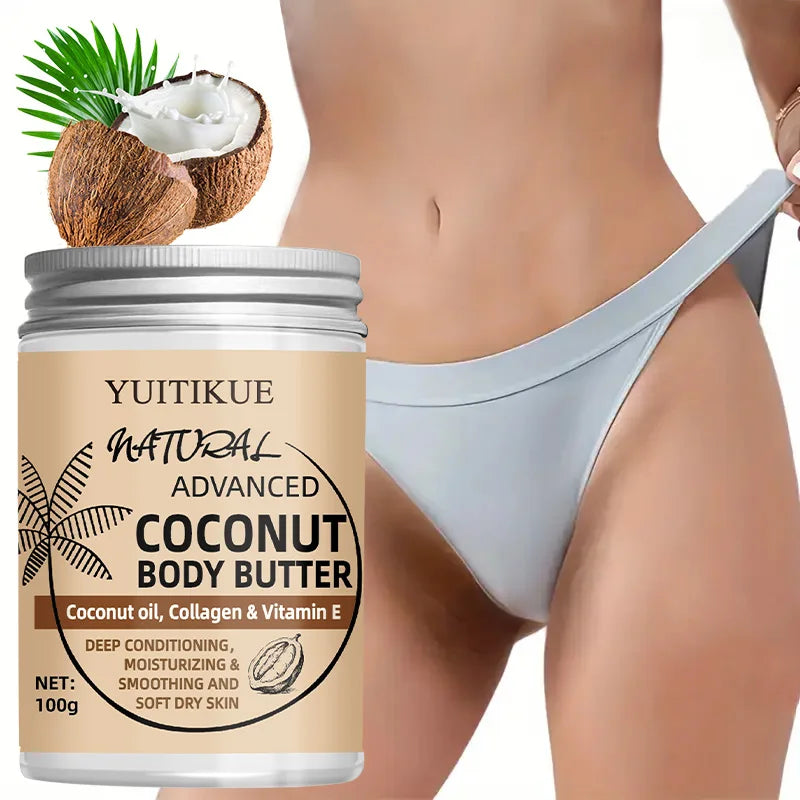 Natural Coconut Body Cream  Coconut Oil/Collagen  Deep Moisturizing, Easily Absorbed, Nourishes Dry Skin 100g