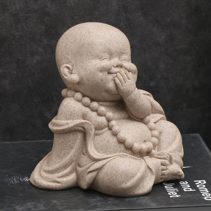 Vilead Three Wise Monks Figurines Buddhist Statue Buda Sculpture Cute Laughing Buddha Meditation Zen Ornament Feng Shui Wealth